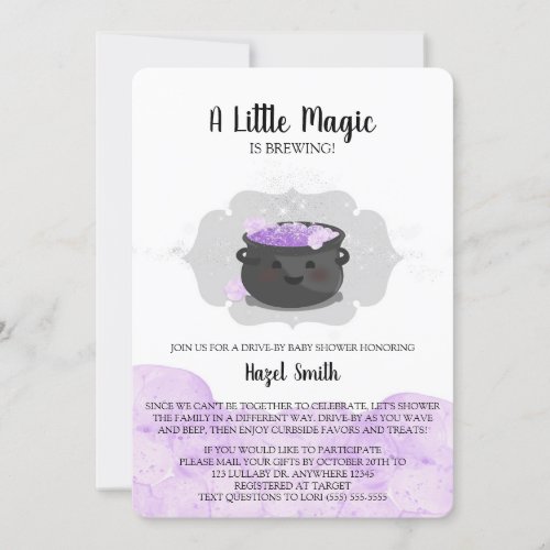 A Little Magic Is Brewing Drive By Baby Shower Invitation