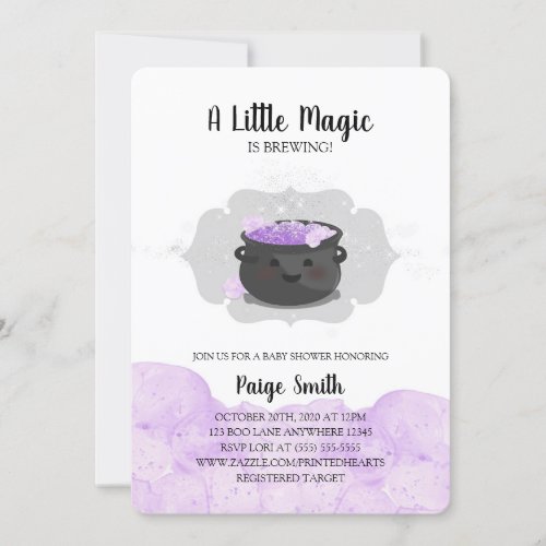 A Little Magic Is Brewing Halloween Baby Shower Invitation