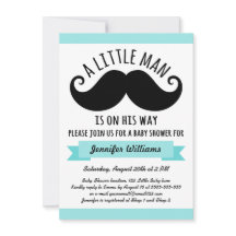 A little man, aqua blue mustache baby shower
