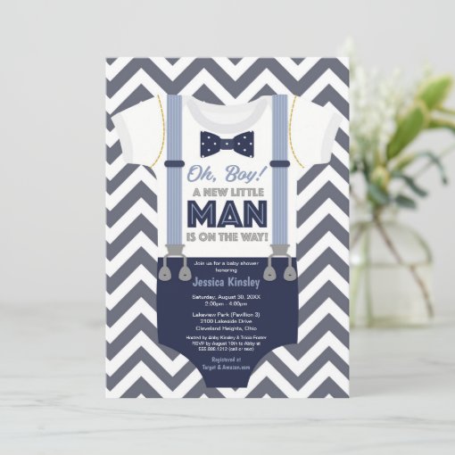 A Little Man Baby Shower Invitation, Boy Clothes Invitation | Zazzle