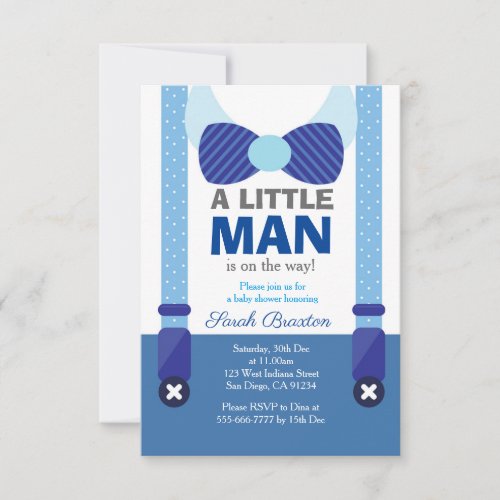 A little man baby shower invitation card