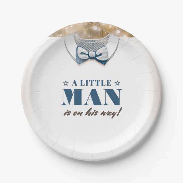 A Little Man is on His Way Baby Shower Paper Plates (Front)