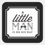 A Little Man Is On His Way Bow Tie Boy Baby Shower Square Sticker at Zazzle