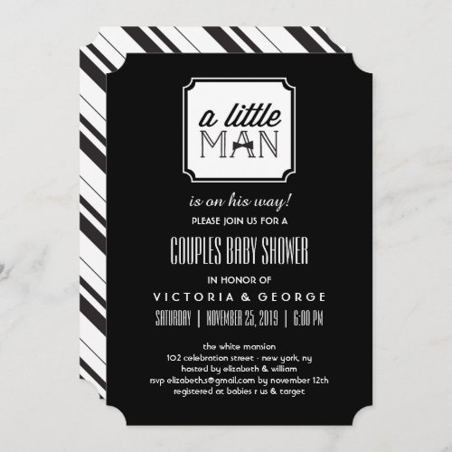 A Little Man Is On His Way Couples Boy Baby Shower Invitation