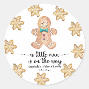 A little man is on the way! Christmas cookies Classic Round Sticker