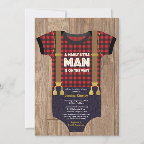 A Little Man Lumberjack Baby Shower Invitation