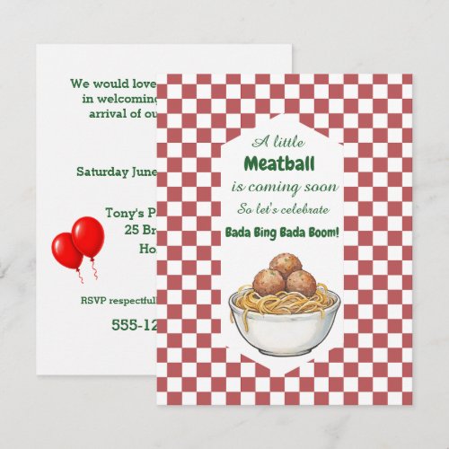 A Little Meatball Baby Shower Digital Download Invitation