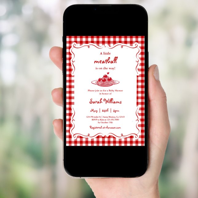 A Little Meatball Baby Shower Invitation (Front Digital)