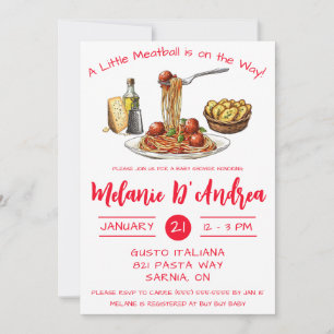 A Little Meatball is on the Way! Baby Shower Invitation