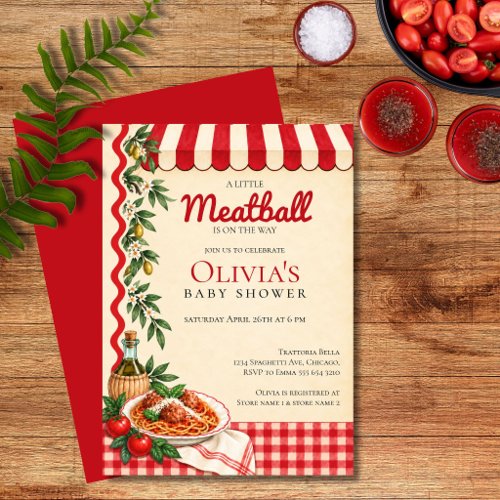 A Little Meatball Is on the Way Baby Shower Invitation