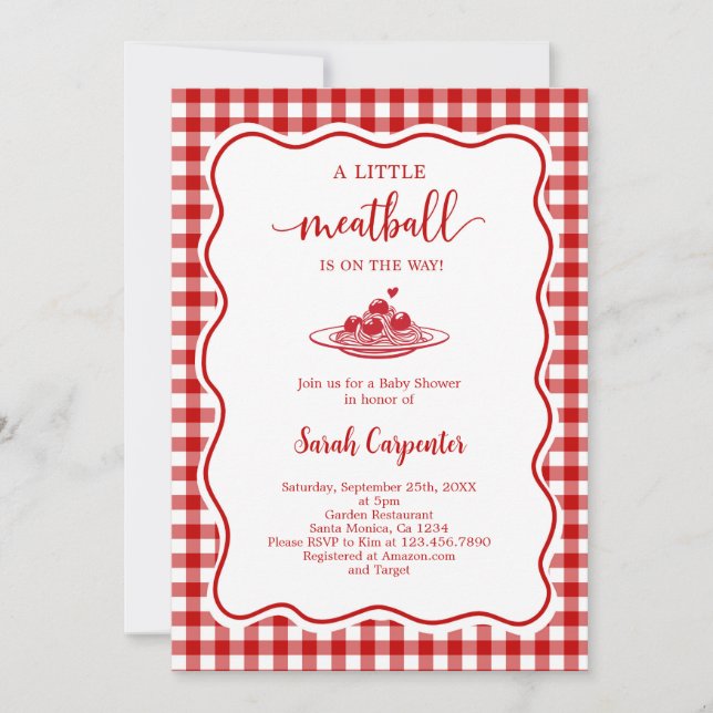 A Little Meatball Is On the Way Baby Shower Invitation (Front)