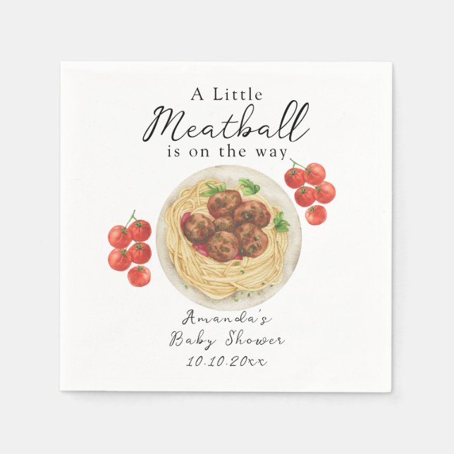 A little Meatball is on the way Baby Shower Napkins (Front)