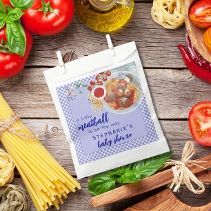 A Little Meatball Is On The Way Blue Baby Shower Favor Bag