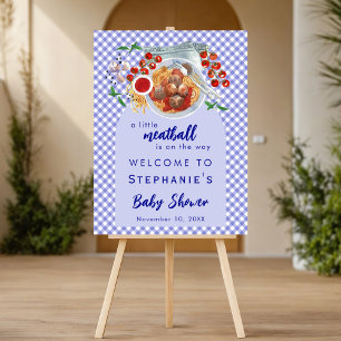 A Little Meatball Is On The Way Blue Baby Shower Foam Board