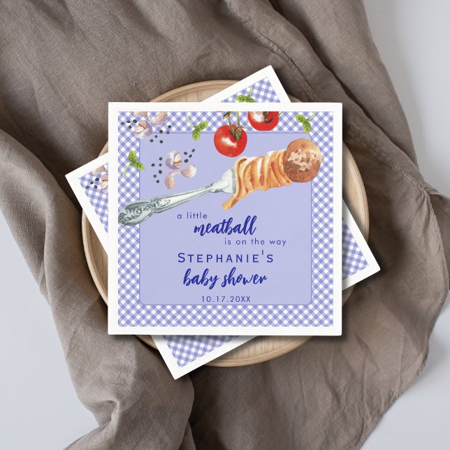 A Little Meatball Is On The Way Blue Baby Shower Napkins (Creator Uploaded)