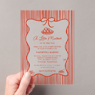 A Little Meatball is on the Way Doodle Baby Shower Acrylic Invitations