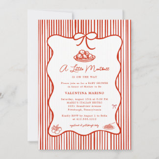 A Little Meatball is on the Way Doodle Baby Shower Invitation