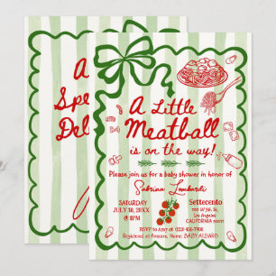 A little Meatball is on the way Green Bow Invitation