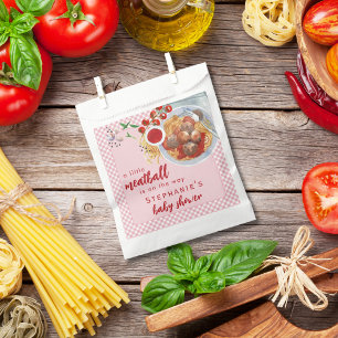 A Little Meatball Is On The Way Pink Baby Shower Favor Bag