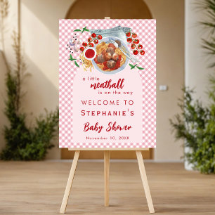 A Little Meatball Is On The Way Pink Baby Shower Foam Board