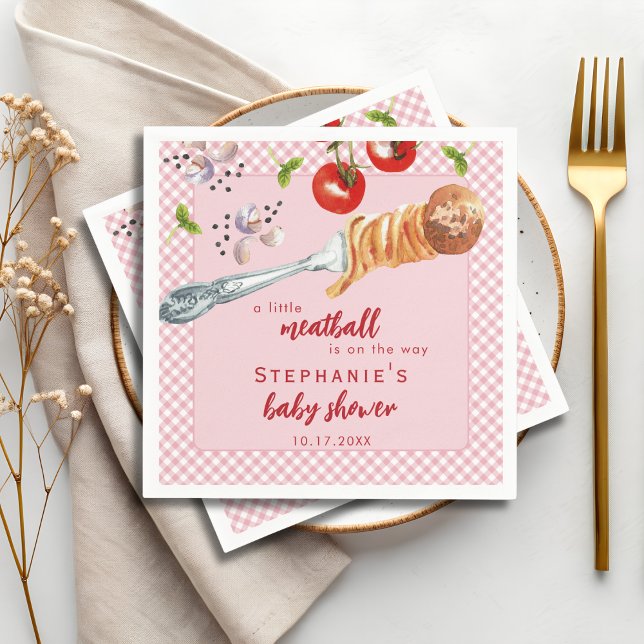 A Little Meatball Is On The Way Pink Baby Shower Napkins (Creator Uploaded)