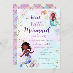 A Little Mermaid African American Baby Shower  Invitation