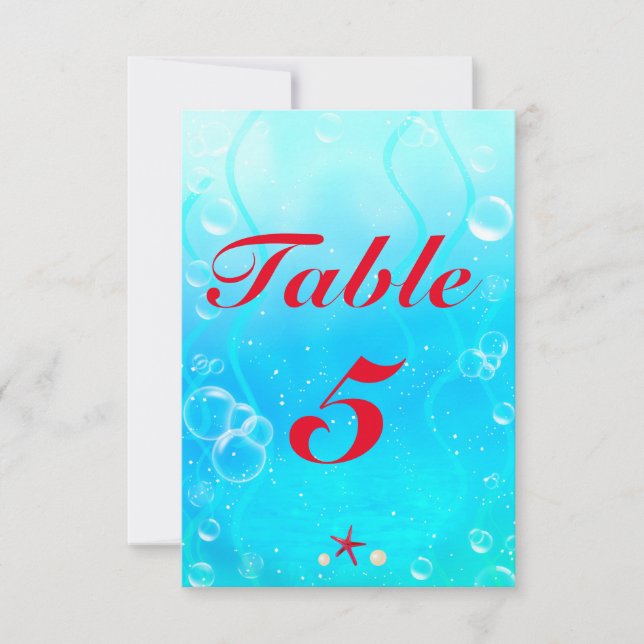 A little Mermaid Beach Sea Party Table Number Card (Front)