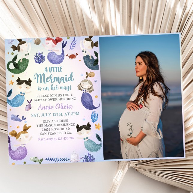 A Little Mermaid Girl Baby Shower Party Photo Invitation (Creator Uploaded)