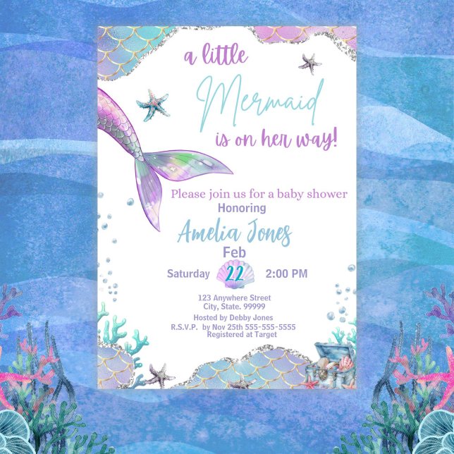 A Little Mermaid is on her Way Baby Shower Invitation (Creator Uploaded)
