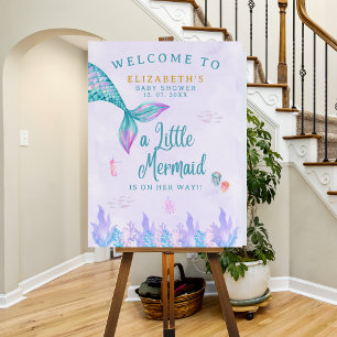 a Little Mermaid is on her way Girl Baby Shower Foam Board