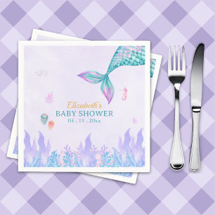 a Little Mermaid is on her way Girl Baby Shower Napkins