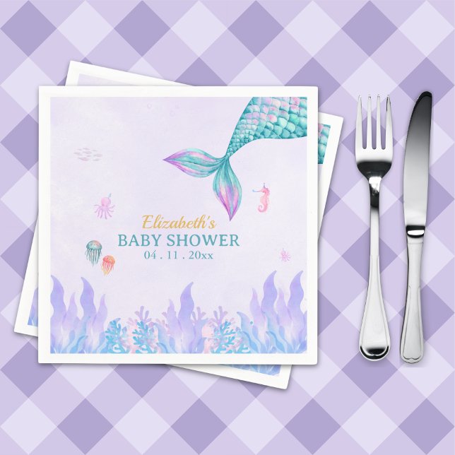 a Little Mermaid is on her way Girl Baby Shower Napkins (Creator Uploaded)