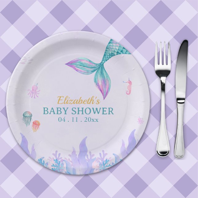 a Little Mermaid is on her way Girl Baby Shower Paper Plates (Creator Uploaded)