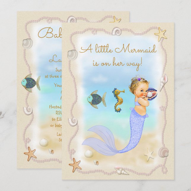 A Little Mermaid is on Her Way! Invitation (Front/Back)