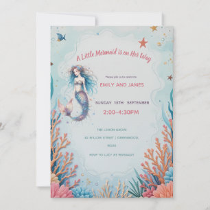 A Little Mermaid Is on Her Way Ocean Baby Shower Invitation