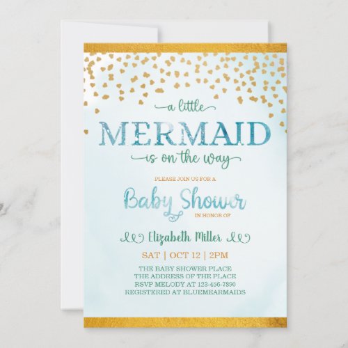 A Little Mermaid Is On The Way Baby Shower Invitation