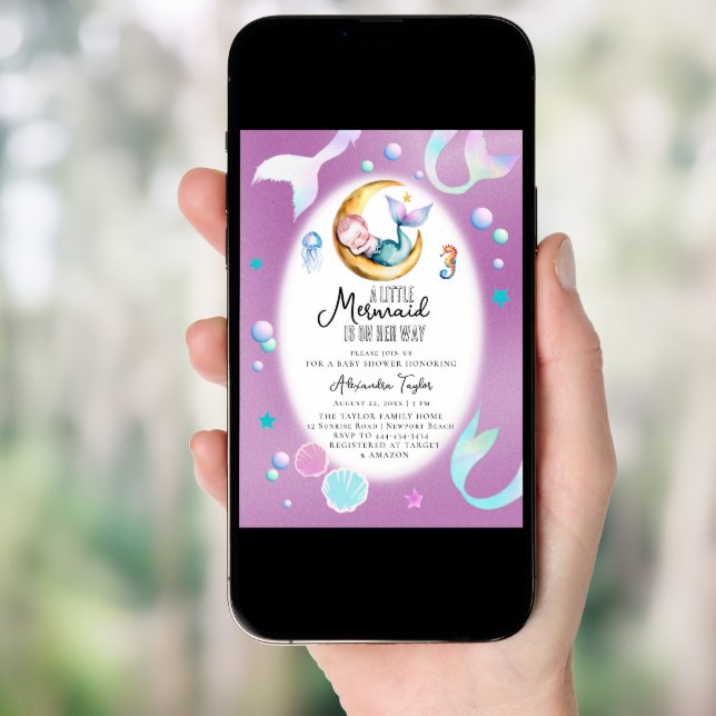 A Little Mermaid On Her Way Sea Girl Baby Shower Invitation (Front Digital)