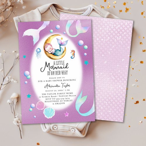 A Little Mermaid On Her Way Sea Girl Baby Shower Invitation