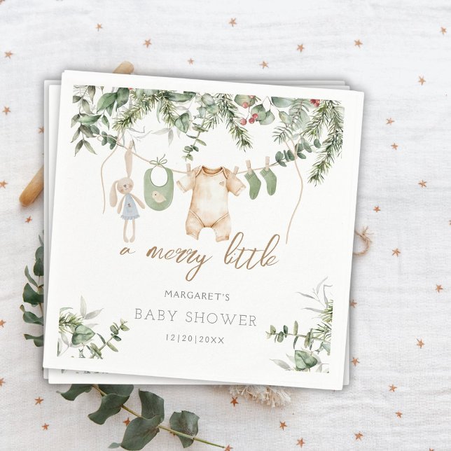 A Little Merry | Boho Boy Winter Baby Shower Napkins (Creator Uploaded)