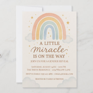 A Little Miracle Is On The Way Gender Reveal Invitation