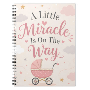 A Little Miracle Is On The Way – Pink Baby Shower Notebook