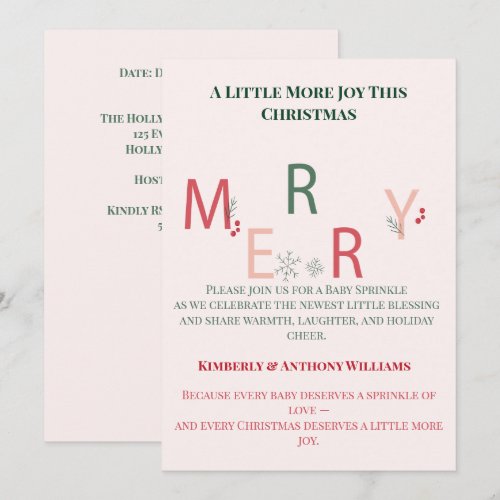 A Little More Joy This Christmas Baby Sprinkle Invitation