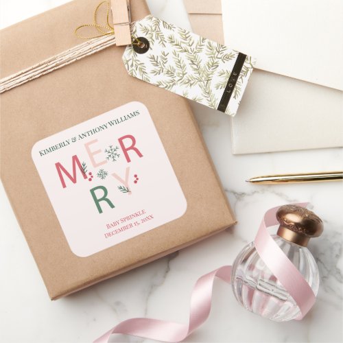 A Little More Joy This Christmas Baby Sprinkle Square Sticker