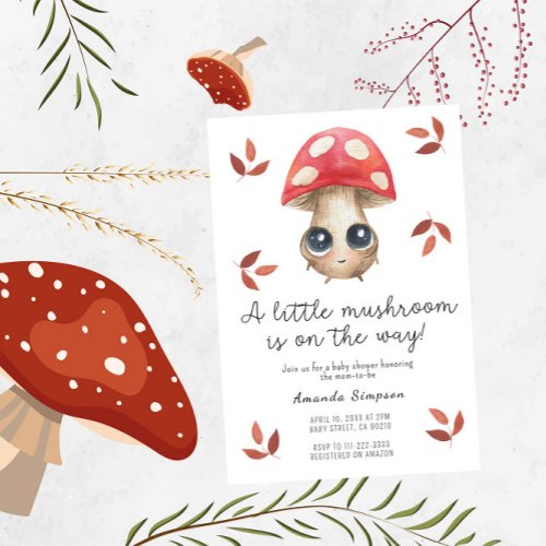 A little mushroom is on the way Baby Shower Invitation