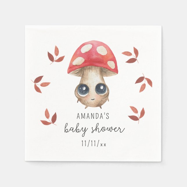 A little mushroom is on the way - Baby shower Napkins (Front)