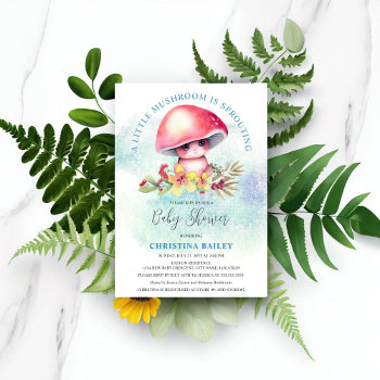 A Little Mushroom Is Sprouting Baby Shower Invitation by SocialiteDesigns at Zazzle