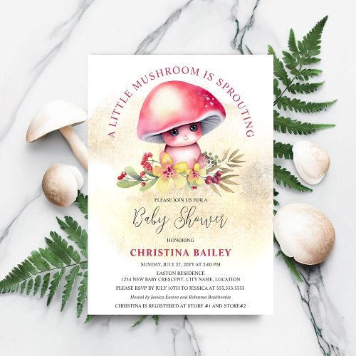 A Little Mushroom Is Sprouting Baby Shower Invitation