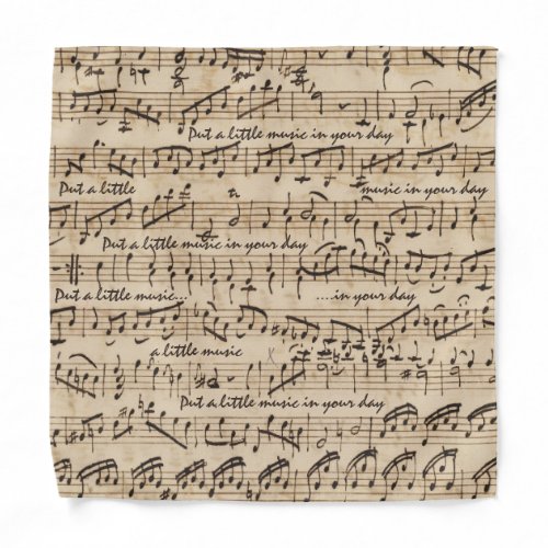 A Little Music Handwritten Vintage Music Notation Bandana