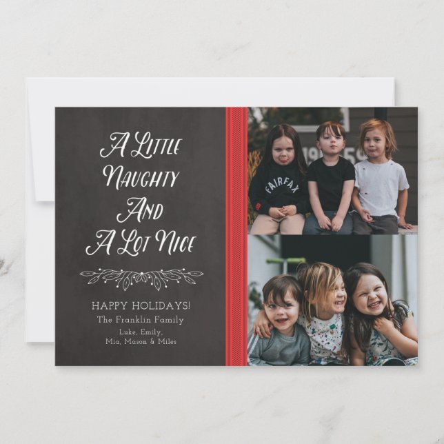 A Little Naughty and A lot Nice Holiday Photo Card (Front)