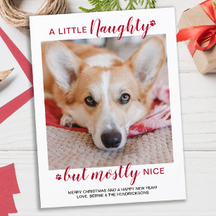 A Little Naughty Personalized Dog Pet Photo Holida Postcard